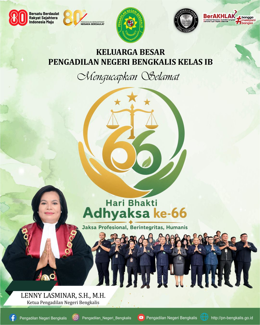 PN Bengkalis mengucapkan Hari Bakti Adiyaksa 2026